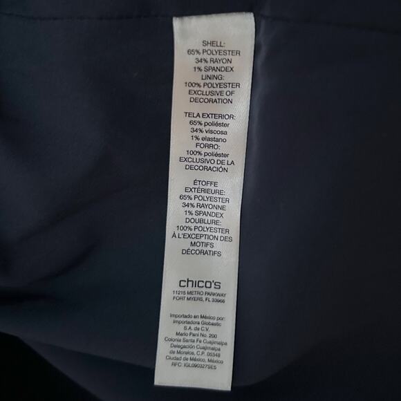 Chico’s Navy Blue Military Jacket Women’s 4/XXL Gold Button Trim Flap Pockets - Picture 8 of 10